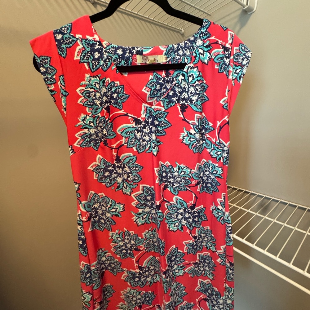 Floral Red and Blue Women's Dress